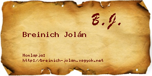 Breinich Jolán névjegykártya