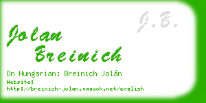 jolan breinich business card